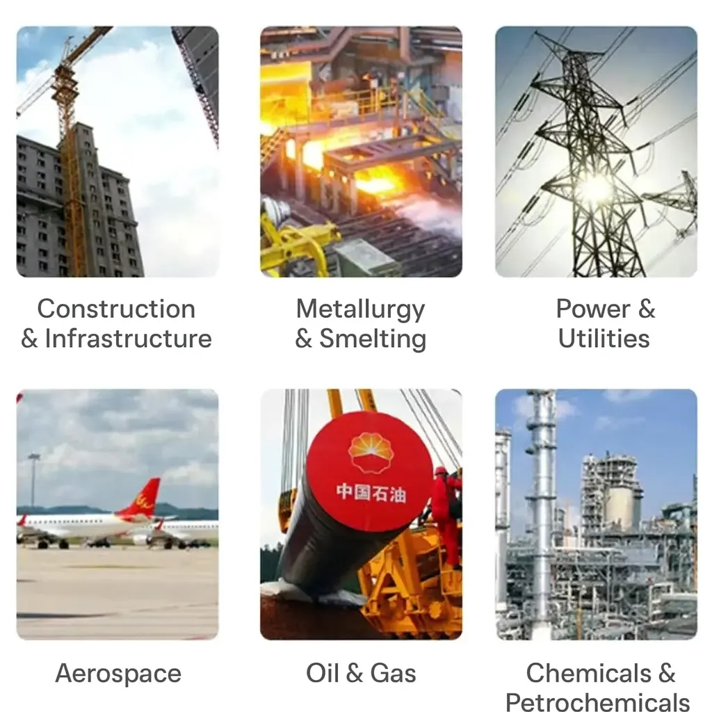 Industry applications—construction, metallurgy, utilities, aerospace, oil & gas, and chemicals